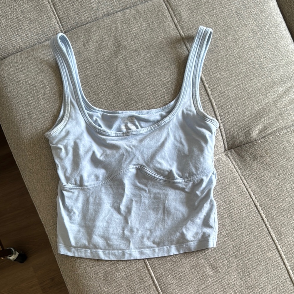 PINK Victoria's Secret Gray Fitted Crop Tank Top